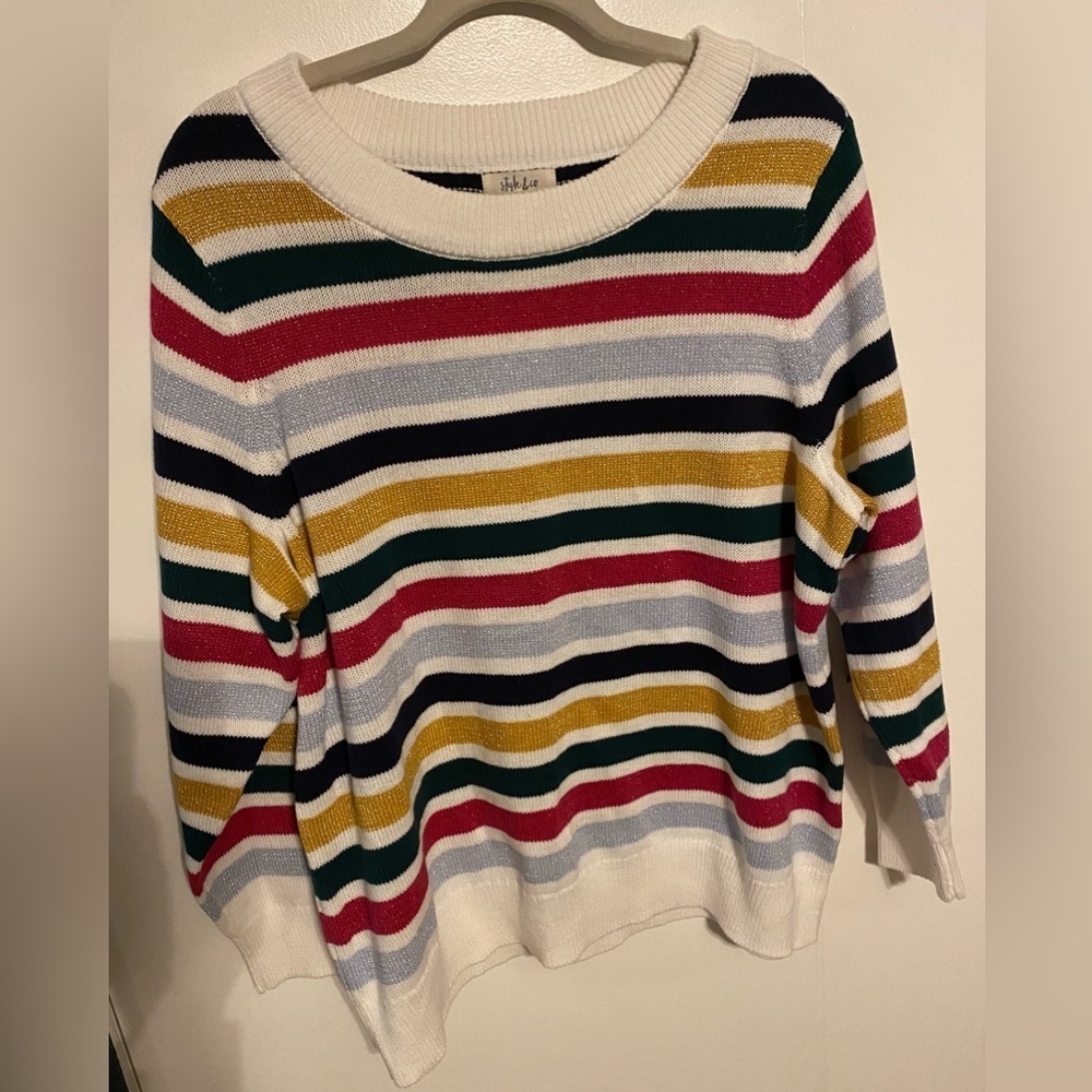 Style & Co Plus Size Stripe Pullover Sweater, 2X